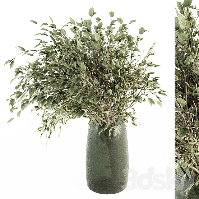 Bouquet – Green Branch in vase 59 3D Model Bouquet – Green Branch in vase 59 3D Model