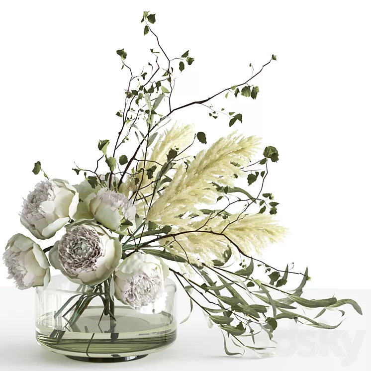 Bouquet in a glass vase 3D Model Free Download