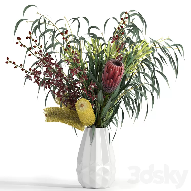 Bouquet in Katsura vase 3D Model