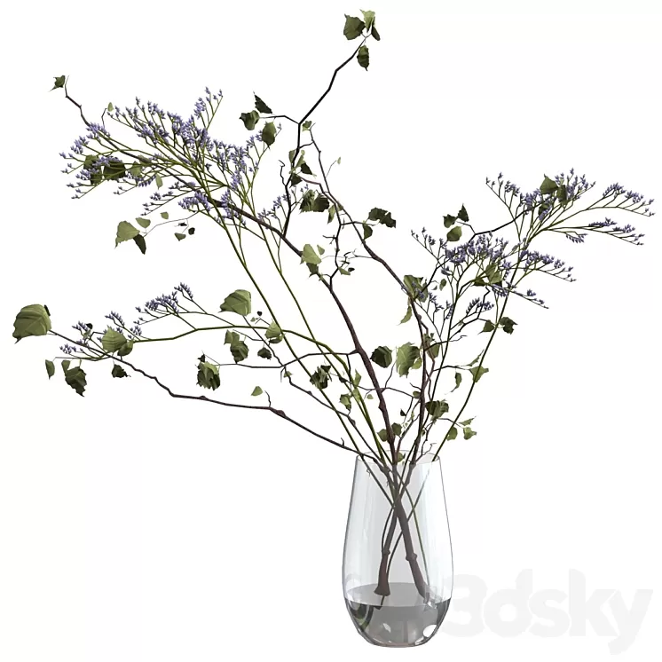 Bouquet of branches and flowers 3D Model Free Download