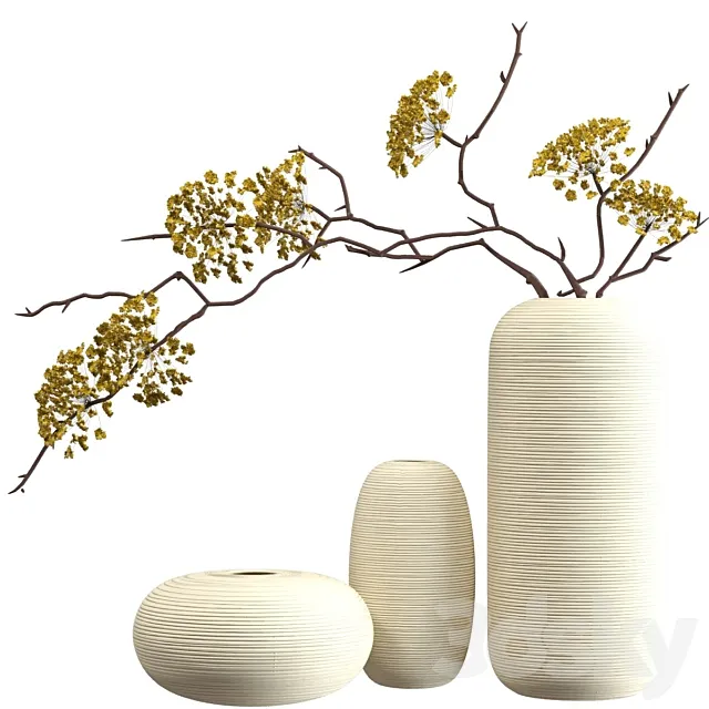 Bouquet of branches in vases 3D Model Bouquet of branches in vases 3D Model