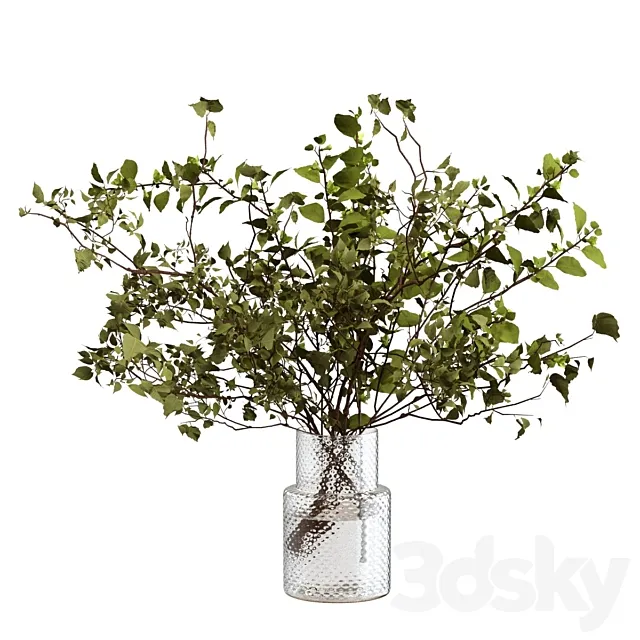 Bouquet of branches with foliage 3D Model
