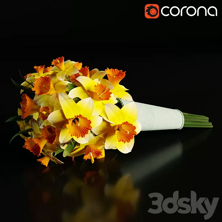 Bouquet of daffodils 3D Model