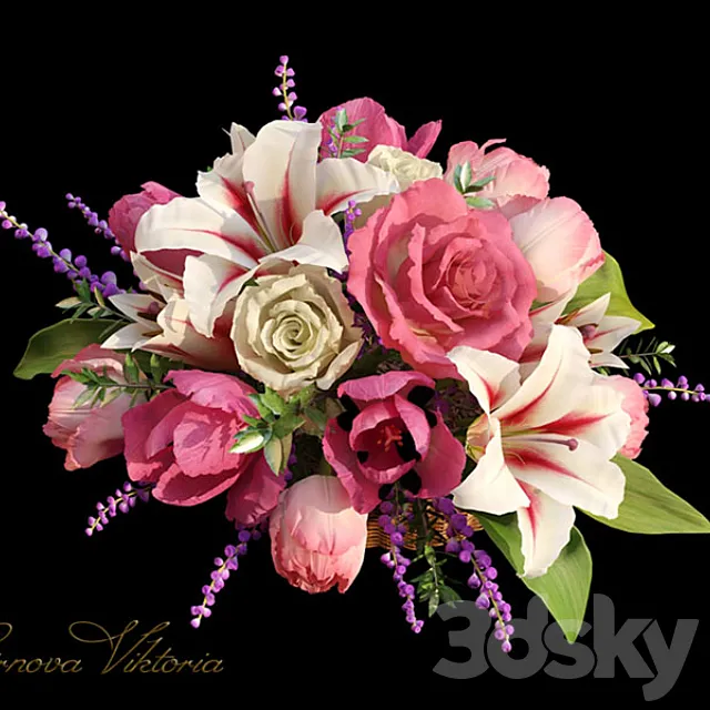 bouquet of different colors 3D Model bouquet of different colors 3D Model