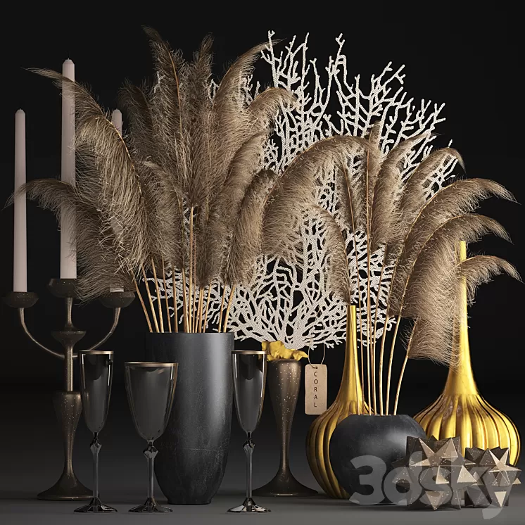Bouquet of dried flowers 72. pampas grass decor vase coral dried flower natural decor eco design table decoration 3D Model Bouquet of dried flowers 72. pampas grass decor vase coral dried flower natural decor eco design table decoration 3D Model