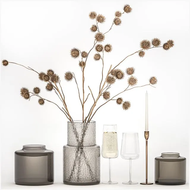 Bouquet of Dried Flowers From Thorn Branches 3D Model Bouquet of Dried Flowers From Thorn Branches 3D Model