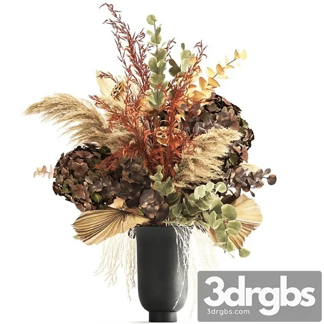 Bouquet Of Dried Flowers In A Black Vase With Dry Branches Of Palm Leaves Pampas And Hydrangea 160 3D Model Download Bouquet Of Dried Flowers In A Black Vase With Dry Branches Of Palm Leaves Pampas And Hydrangea 160 3D Model Download