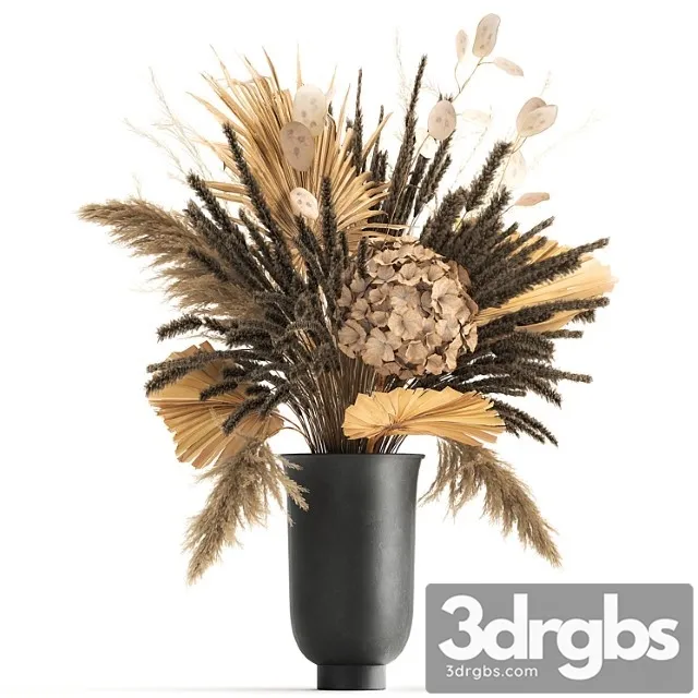 Bouquet Of Dried Flowers In A Black Vase With Dry Branches Of Palm Leaves Pampas And Hydrangea 168 3D Model Download Bouquet Of Dried Flowers In A Black Vase With Dry Branches Of Palm Leaves Pampas And Hydrangea 168 3D Model Download