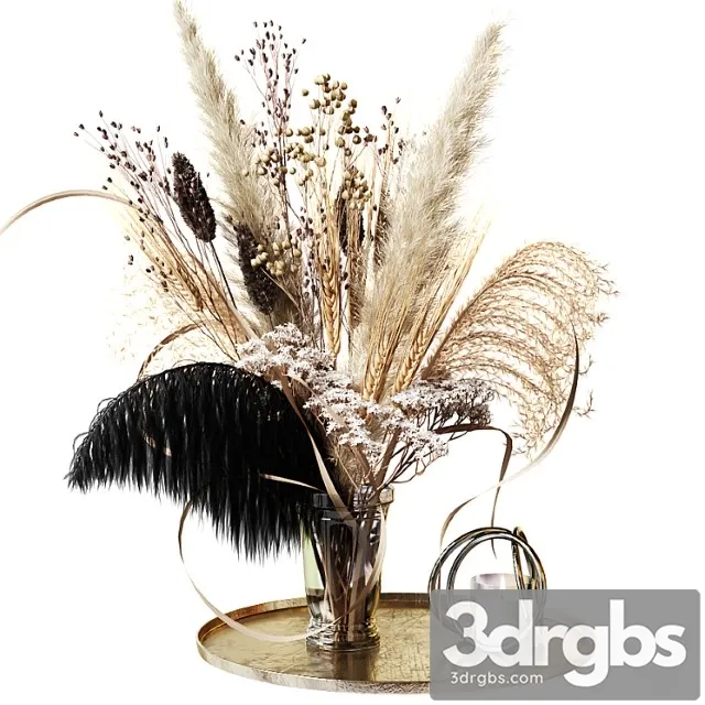 Bouquet Of Dried Flowers With A Black Feather 3D Model Download Bouquet Of Dried Flowers With A Black Feather 3D Model Download