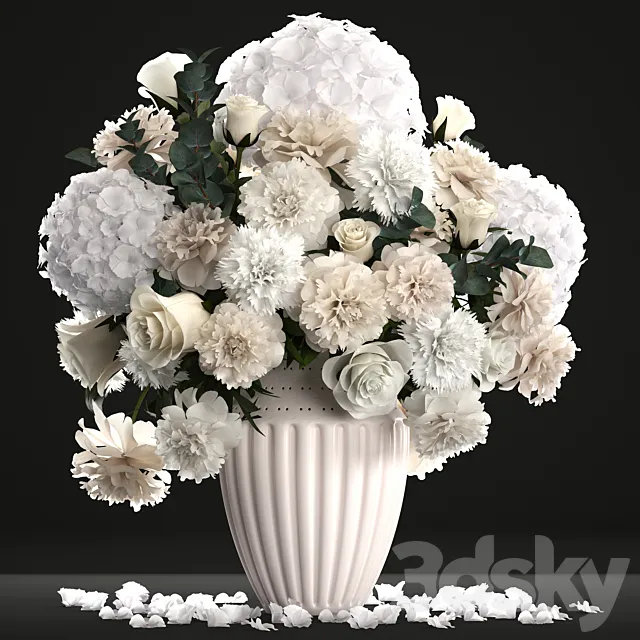 Bouquet of flowers 62. White hydrangea. vase. peonies. eucalyptus. carnation. luxury decor. table decoration 3DModel Bouquet of flowers 62. White hydrangea. vase. peonies. eucalyptus. carnation. luxury decor. table decoration 3DModel