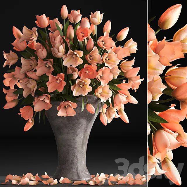 Bouquet of flowers 79. Tulips. vase. decor. petals. table decoration. bouquet 3DModel
