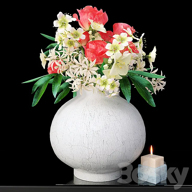 Bouquet of flowers in a vase 3DModel Bouquet of flowers in a vase 3DModel
