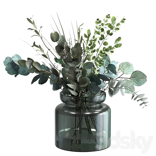 Bouquet of green eucalyptus olive and herbs 3D Model Bouquet of green eucalyptus olive and herbs 3D Model