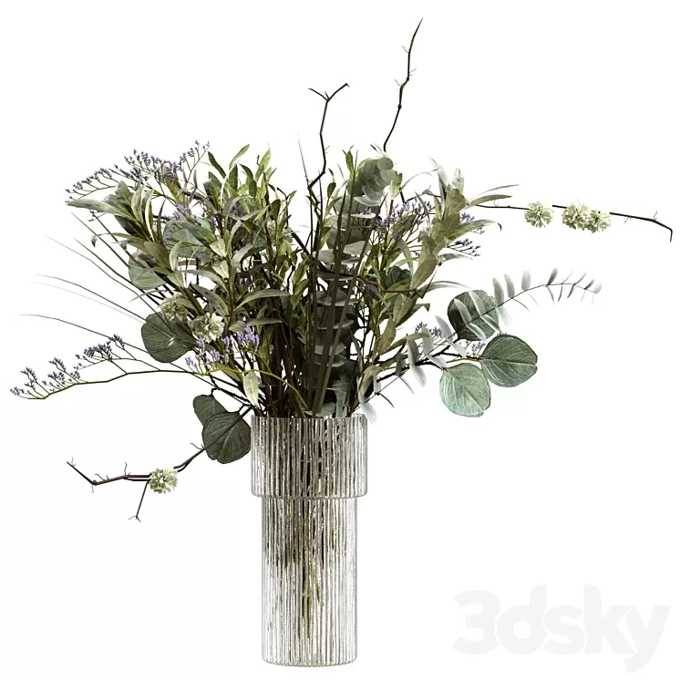 Bouquet of greenery branches eucalyptus and olive 3D Model Free Download
