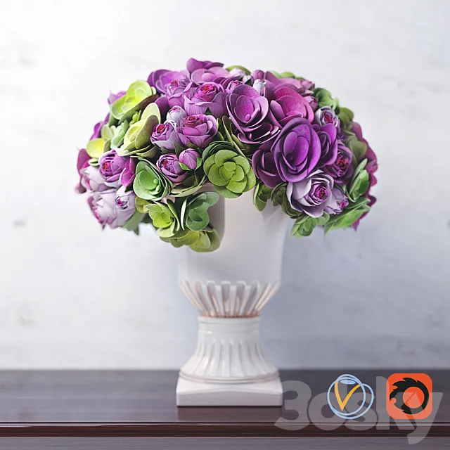bouquet of hydrangea flowers and roses 3D Model bouquet of hydrangea flowers and roses 3D Model