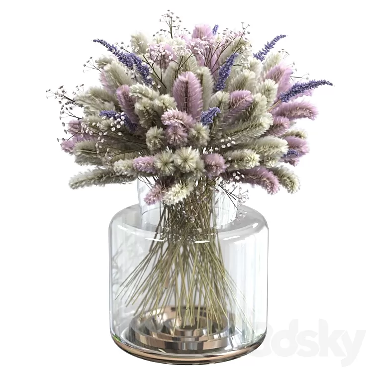 Bouquet of lagurus and lavender 3D Model Free Download