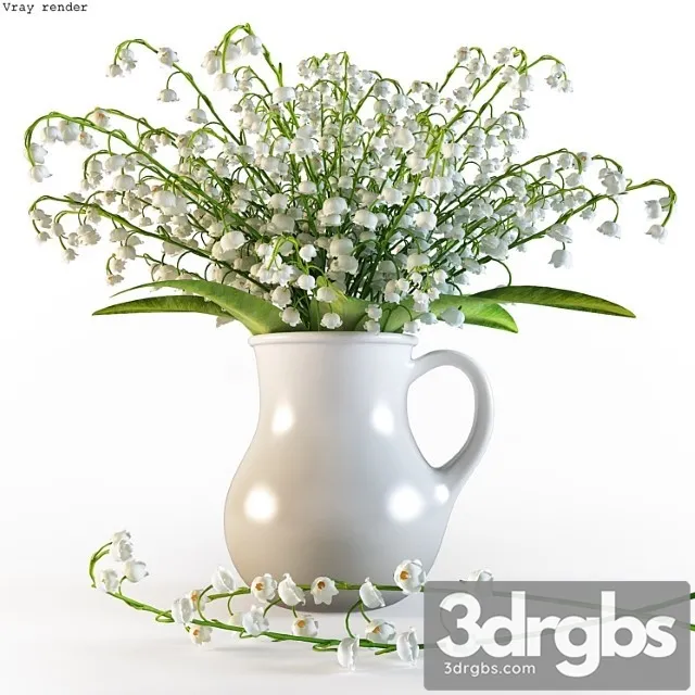Bouquet of Lilies of the Valley in a Jug 1 3D Model Download Bouquet of Lilies of the Valley in a Jug 1 3D Model Download