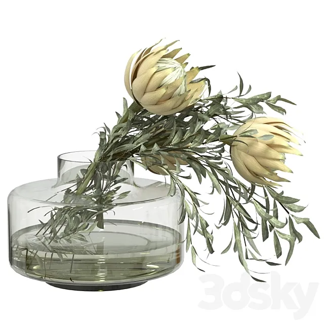 Bouquet of olive and protea branches 3D Model Bouquet of olive and protea branches 3D Model
