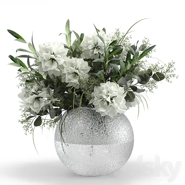 Bouquet of olive branches with flowers. 3DModel Bouquet of olive branches with flowers. 3DModel