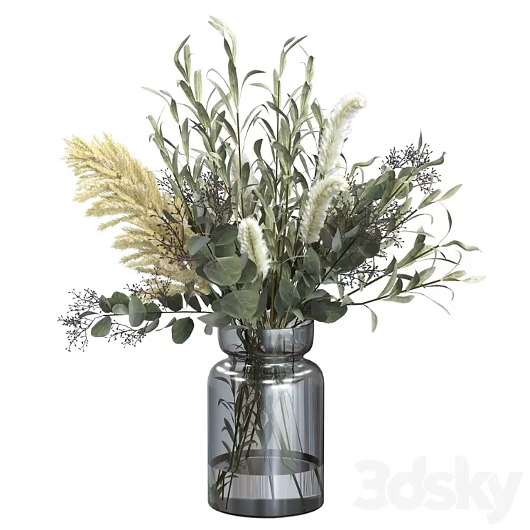 Bouquet of olive with pennisetum and pampas grass 3D Model Free Download