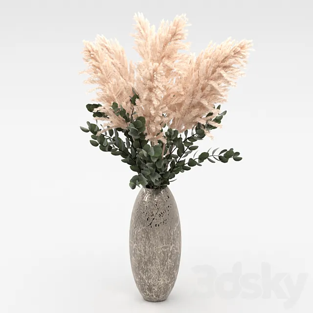 Bouquet of pampas and eucalyptus 3D Model Bouquet of pampas and eucalyptus 3D Model