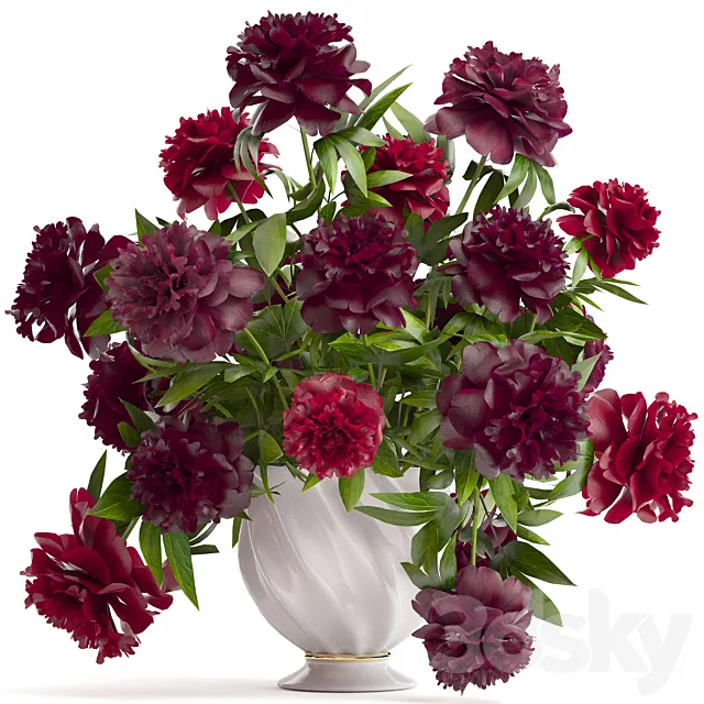 Bouquet of peonies. 38. Peonies Bouquet of Peonies vase decor burgundy flowers classic vase 3D Model Bouquet of peonies. 38. Peonies Bouquet of Peonies vase decor burgundy flowers classic vase 3D Model