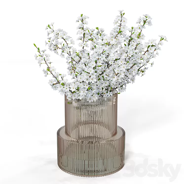 Bouquet of plum blossoms in a vase H&M 3D Model Free Download