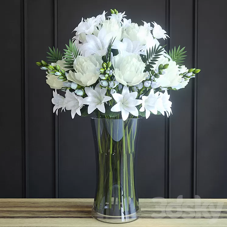 Bouquet of roses and gerberas 3D Model