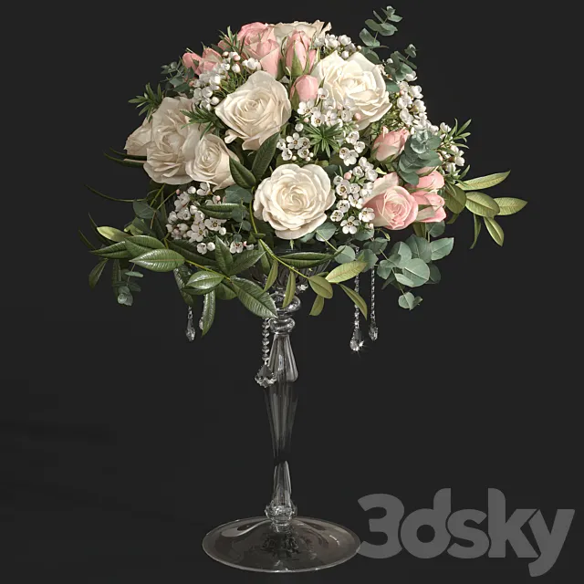 Bouquet of roses and wax. 3DModel