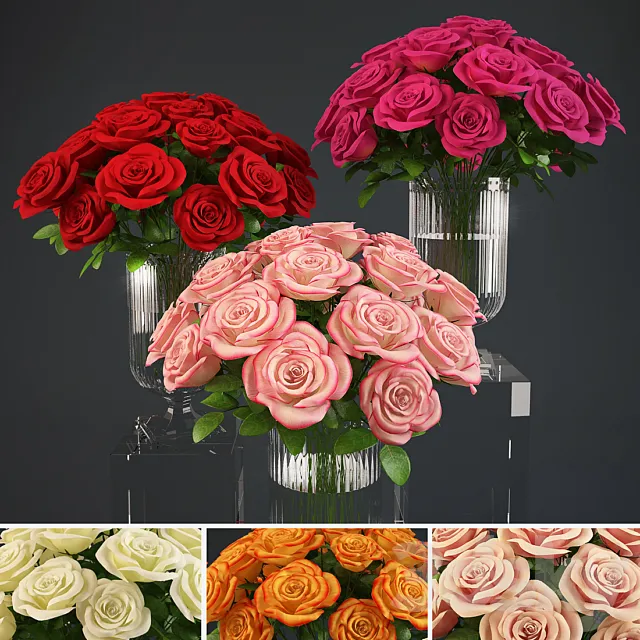 Bouquet of roses in a vase Ralph Lauren 3DModel