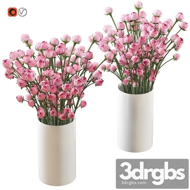 Bouquet of Small Pink Shrub Roses in a White Vase 3D Model Download Bouquet of Small Pink Shrub Roses in a White Vase 3D Model Download
