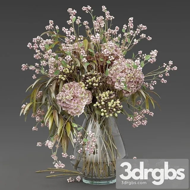 Bouquet of Snowberry and Hydrangea 3D Model Download Bouquet of Snowberry and Hydrangea 3D Model Download