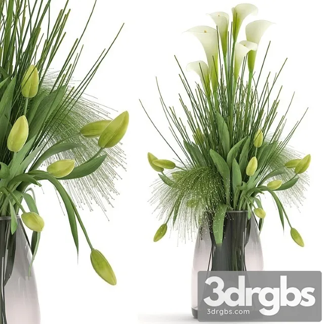 Bouquet of Spring Green Flowers in a Glass Vase With Tulip Calla 115 3D Model Download Bouquet of Spring Green Flowers in a Glass Vase With Tulip Calla 115 3D Model Download