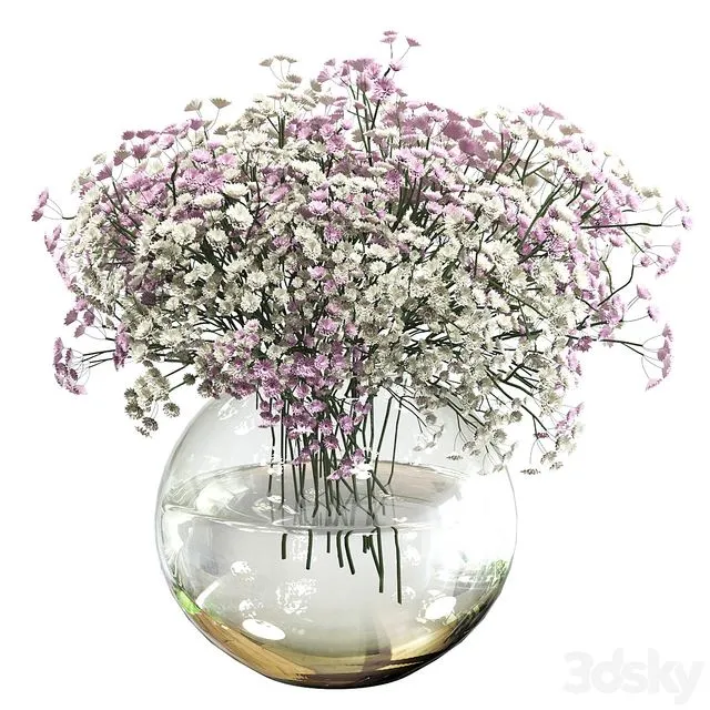Bouquet of white and pink gypsophila 3D Model Bouquet of white and pink gypsophila 3D Model