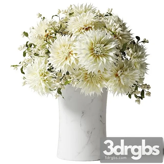 Bouquet of White Chrysanthemums with Snowberry Twigs 3D Model Download Bouquet of White Chrysanthemums with Snowberry Twigs 3D Model Download