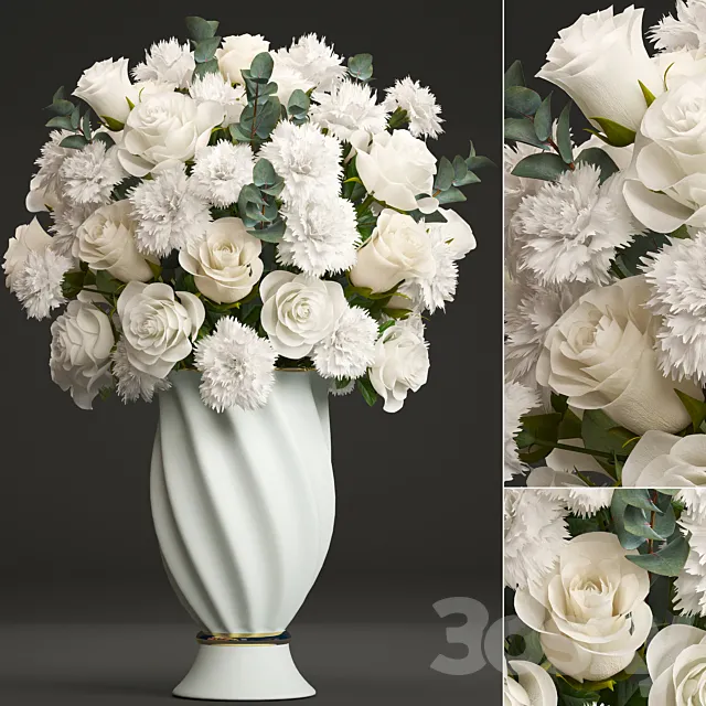 Bouquet of white flowers 35. Spring bouquet vase eucalyptus white rose carnation luxury decor classic vase 3D Model Bouquet of white flowers 35. Spring bouquet vase eucalyptus white rose carnation luxury decor classic vase 3D Model