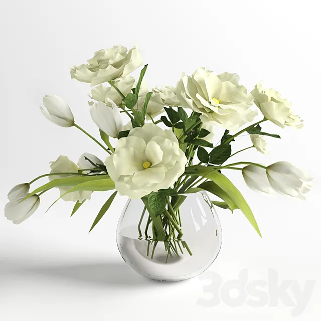 Bouquet of White Flowers 3DModel Bouquet of White Flowers 3DModel