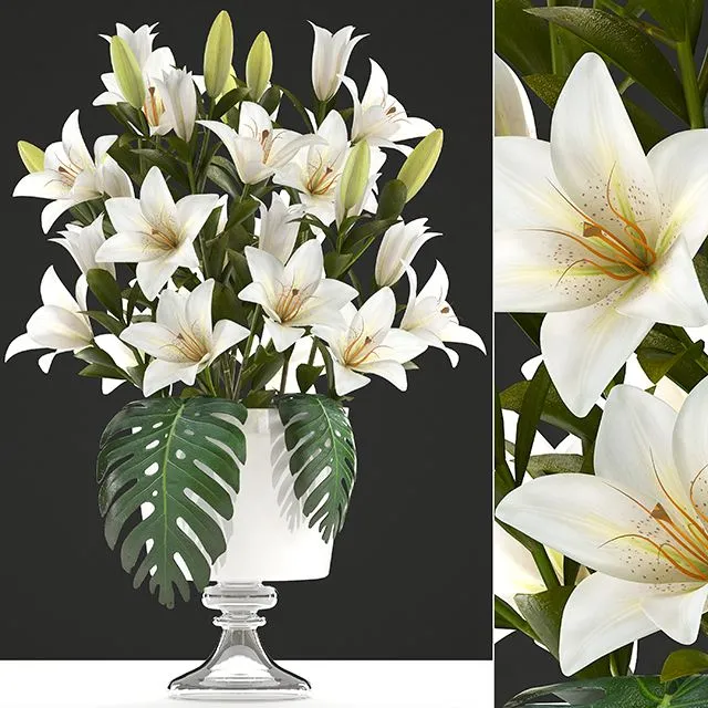 Bouquet of white flowers 51 3D Model Bouquet of white flowers 51 3D Model