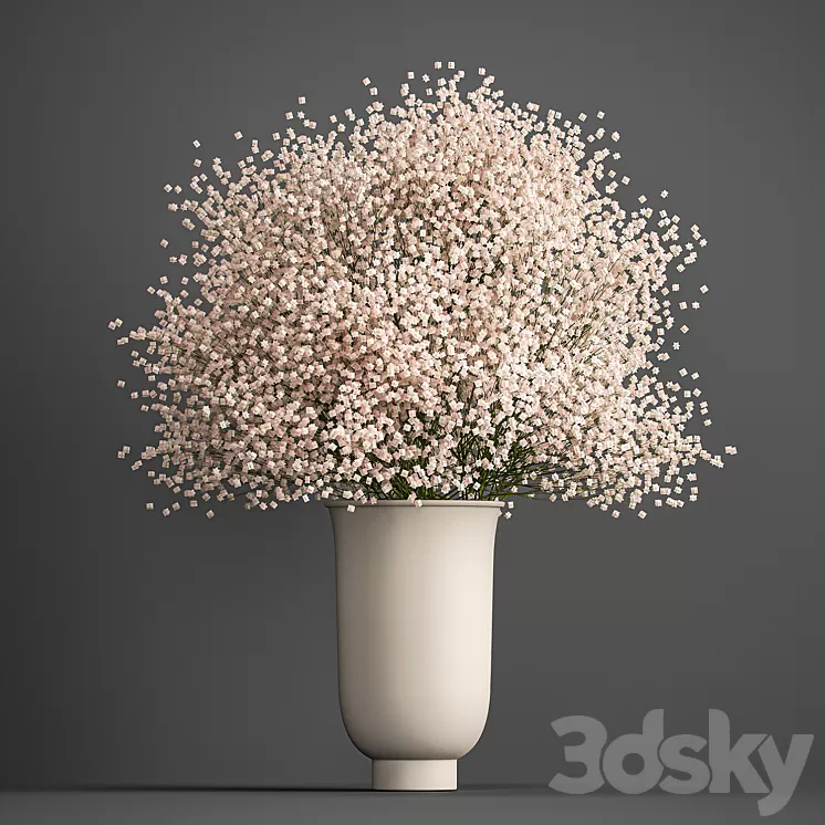 Bouquet of white flowers in a vase with Gypsophila Gibsolyubka Kachim. 201. 3D Model Bouquet of white flowers in a vase with Gypsophila Gibsolyubka Kachim. 201. 3D Model