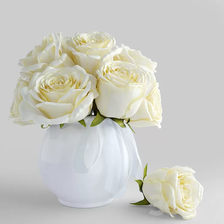 Bouquet of white roses 3D Model