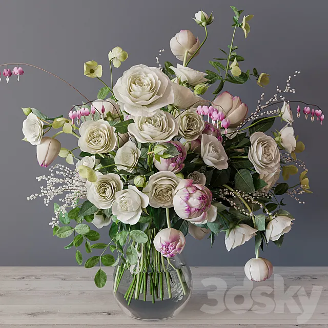 Bouquet of white roses 3DModel - 3DSKY Decor Helper