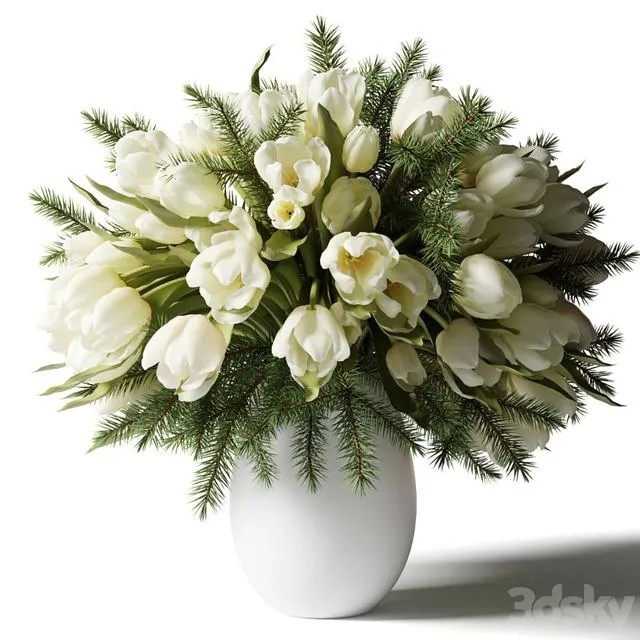 Bouquet of white tulips 3D Model Bouquet of white tulips 3D Model