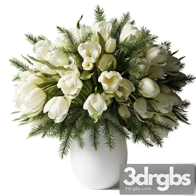 Bouquet of White Tulips in a White Vase 3D Model Download Bouquet of White Tulips in a White Vase 3D Model Download