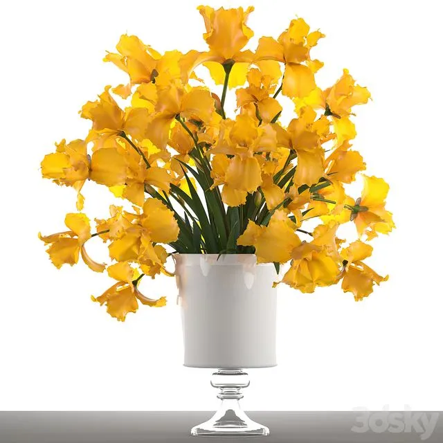 Bouquet of yellow flowers 47. Yellow Irises vase decor flower 3D Model Bouquet of yellow flowers 47. Yellow Irises vase decor flower 3D Model
