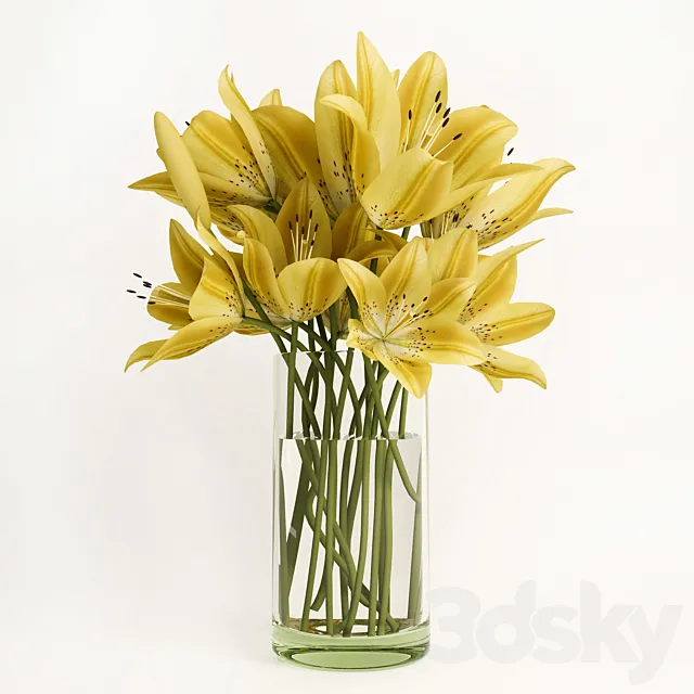 Bouquet of yellow lilies 3DModel Bouquet of yellow lilies 3DModel