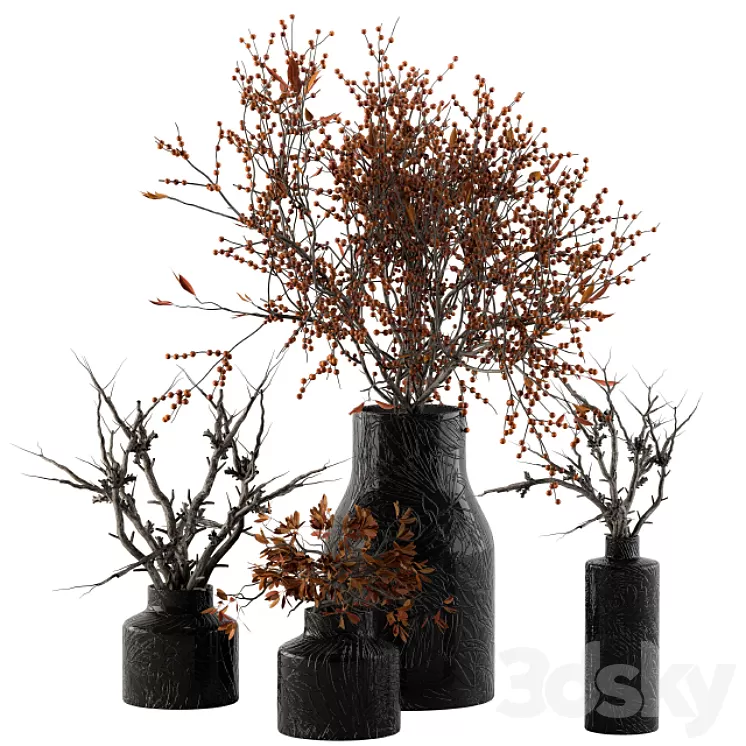 Bouquet Set 11 – Dried Branch and Berry 3D Model