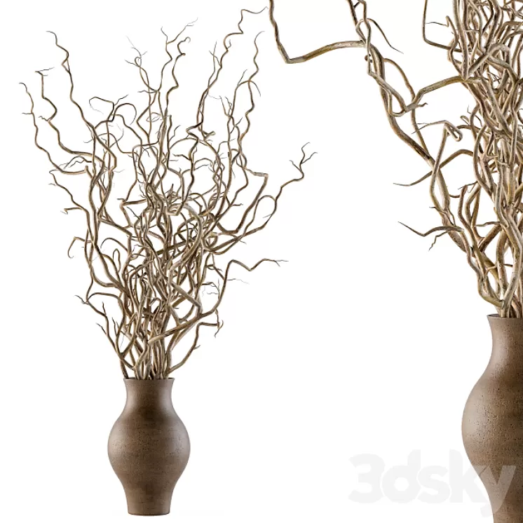 Bouquet Set 19 – Dried twisted branches 3D Model Free Download