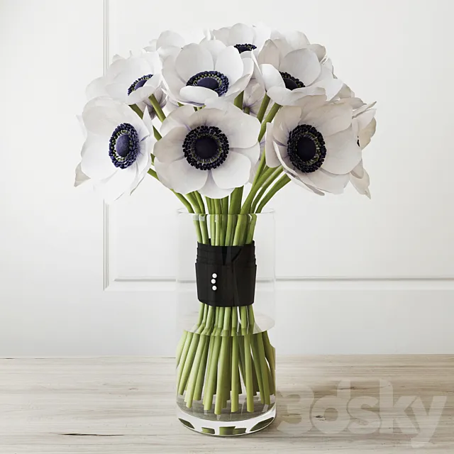 Bouquet (white anemone) 3DModel Bouquet (white anemone) 3DModel