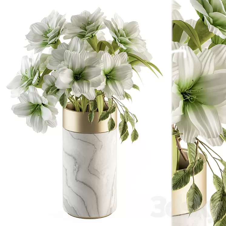 Bouquet – White Flower in Stone vase 53 3D Model Free Download