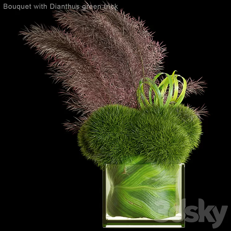 Bouquet with Dianthus green trick 3D Model
